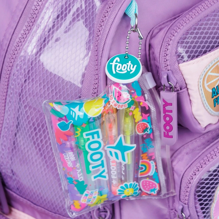 Mochila Escolar Footy 2026 Wonder Pockets Lila 18" Art.F26333